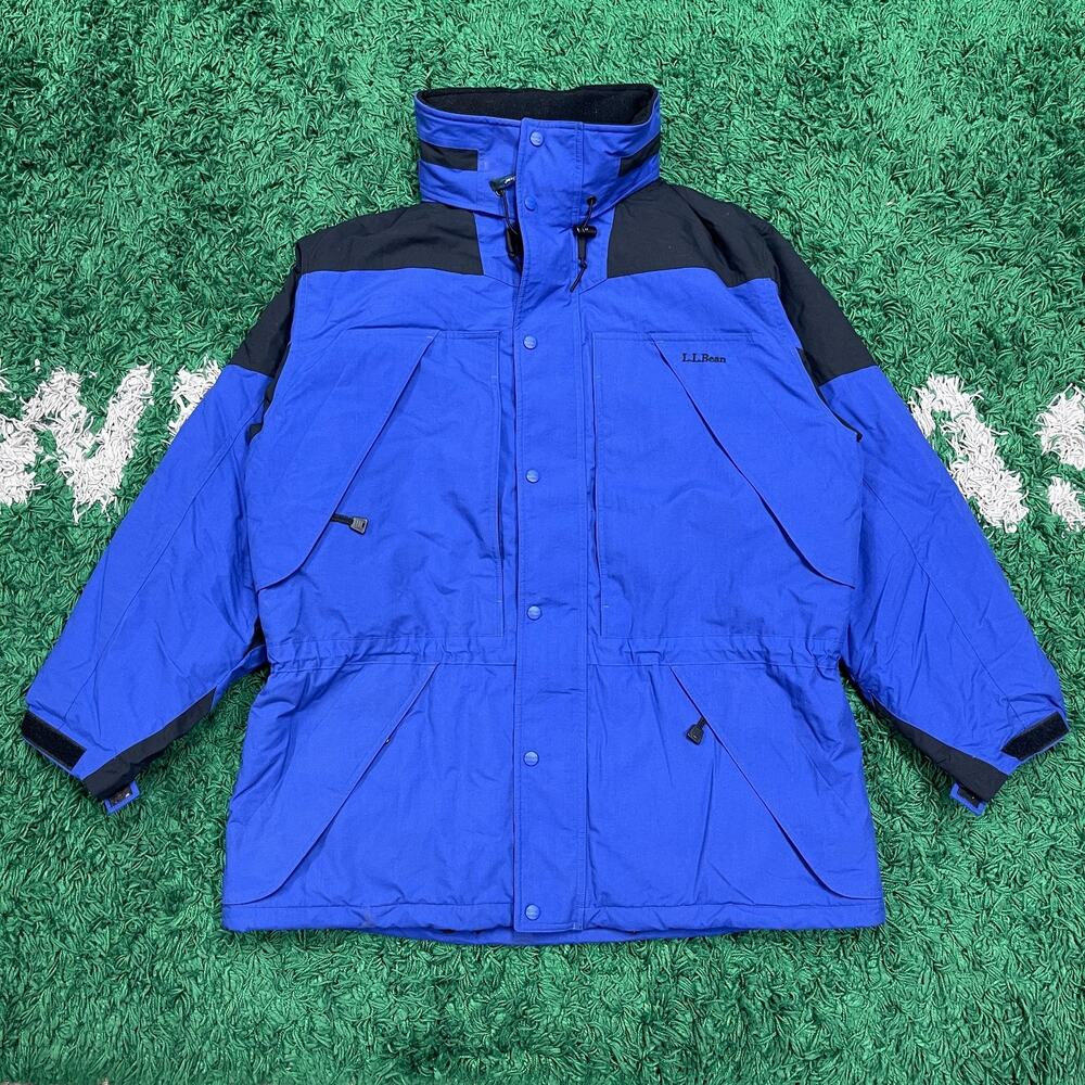 Vintage L.L.Bean hooded mountain parka puffer jacket size XL Blue Black B12